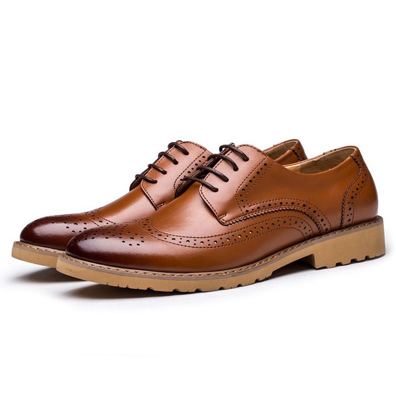 Brogue Carved Business Casual Oxfords I Äkta Läder