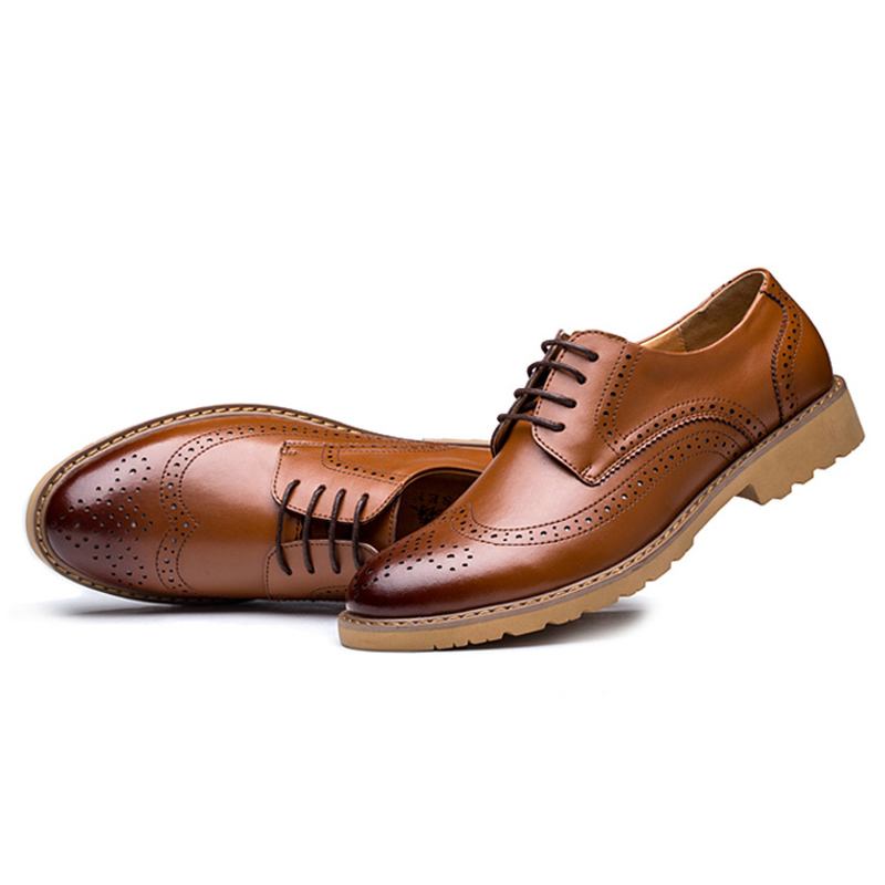 Brogue Carved Business Casual Oxfords I Äkta Läder