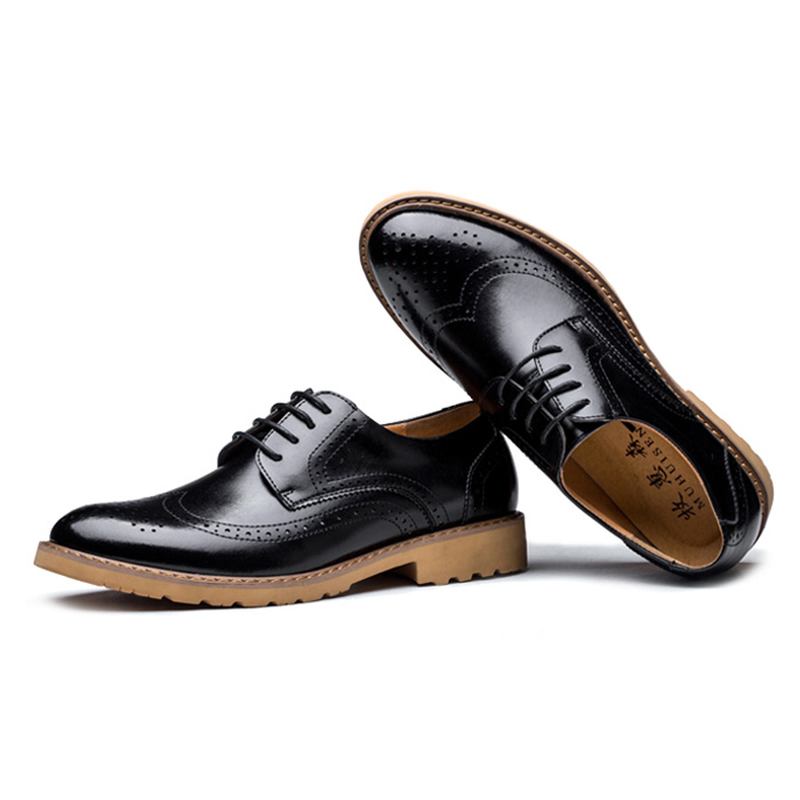 Brogue Carved Business Casual Oxfords I Äkta Läder