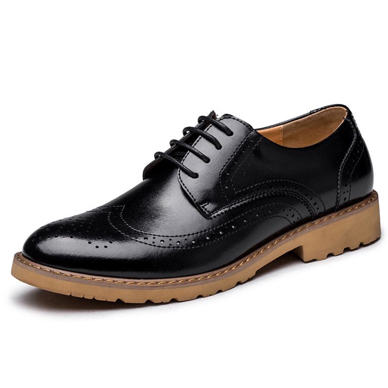 Brogue Carved Business Casual Oxfords I Äkta Läder