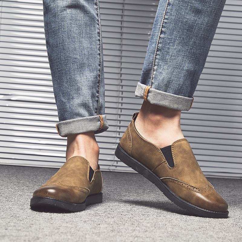 Business Casual Loafers För Män Chelsea Slip On Work Dress Handstickning Skor