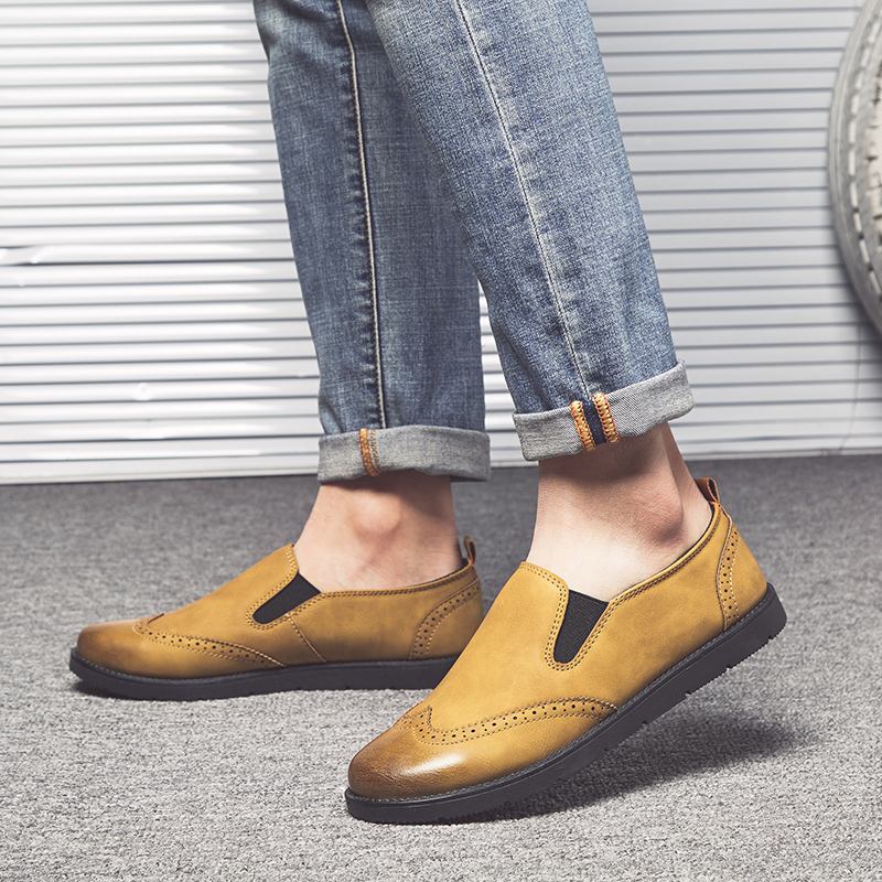 Business Casual Loafers För Män Chelsea Slip On Work Dress Handstickning Skor