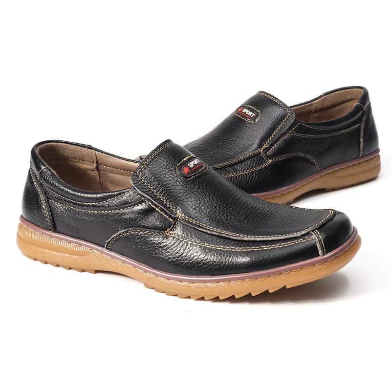 Män Äkta Koläder Slip On Mjuk Sula Halkfri Casual Oxfords