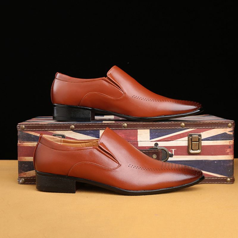 Män Andas Mjuk Sula Spetsiga Tå Solid England Style Casual Dress Shoes