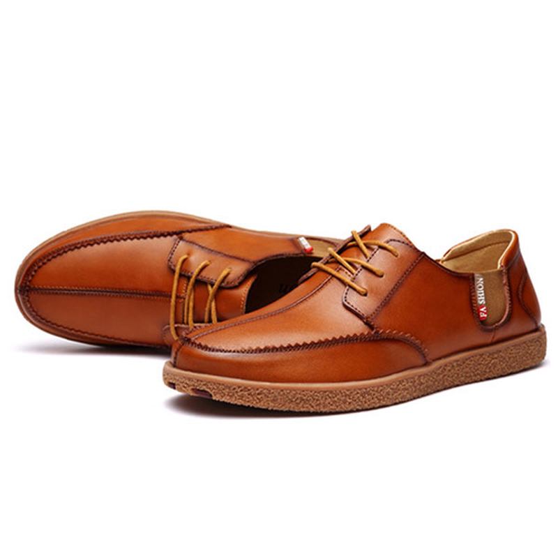 Män Casual Äkta Läder Casual Slip On Business Oxfords