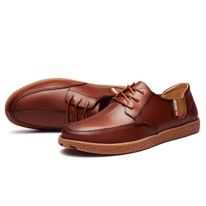 Män Casual Äkta Läder Casual Slip On Business Oxfords