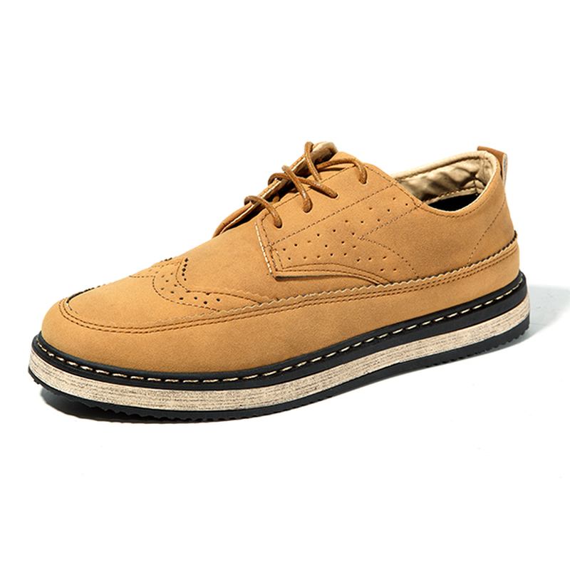 Män Casual Retro Brittisk Stil Läder Brogue Oxfords Skor