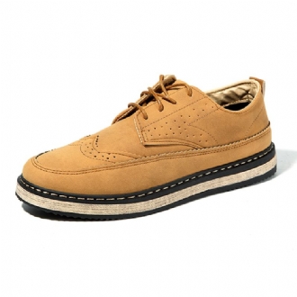 Män Casual Retro Brittisk Stil Läder Brogue Oxfords Skor