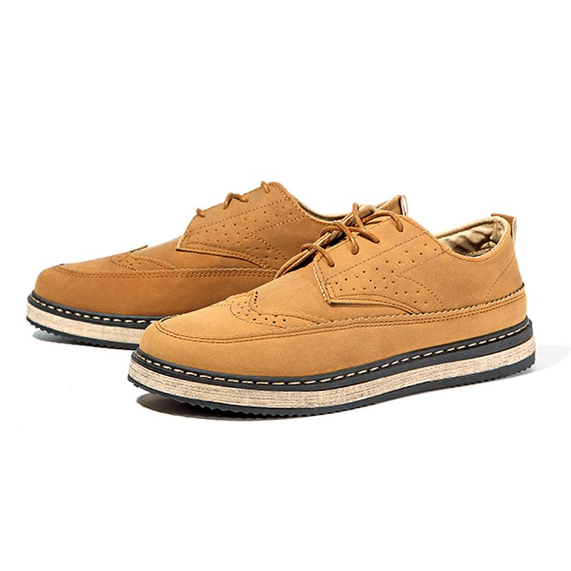 Män Casual Retro Brittisk Stil Läder Brogue Oxfords Skor