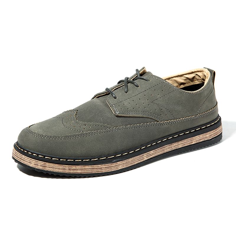 Män Casual Retro Brittisk Stil Läder Brogue Oxfords Skor