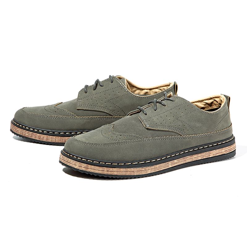 Män Casual Retro Brittisk Stil Läder Brogue Oxfords Skor