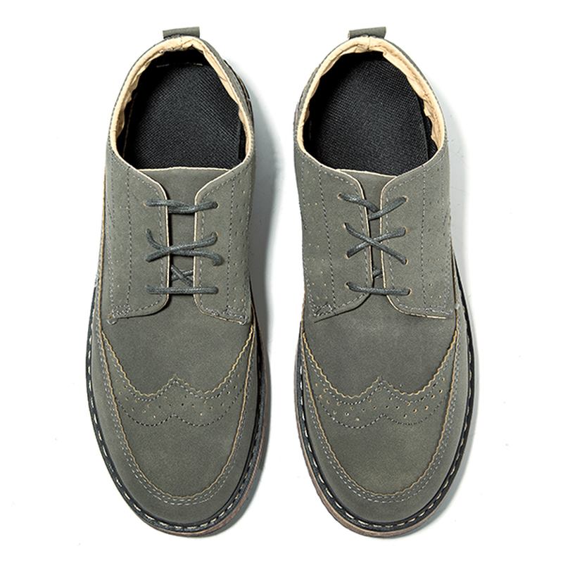 Män Casual Retro Brittisk Stil Läder Brogue Oxfords Skor