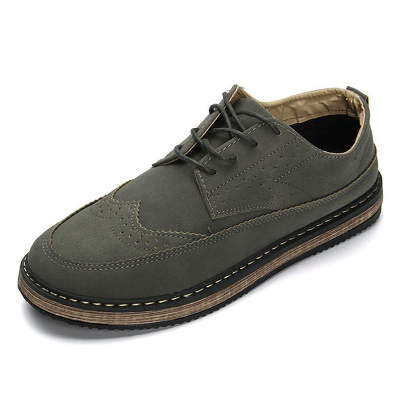 Män Casual Retro Brittisk Stil Läder Brogue Oxfords Skor