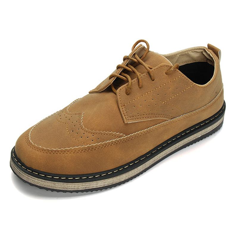 Män Casual Retro Brittisk Stil Läder Brogue Oxfords Skor