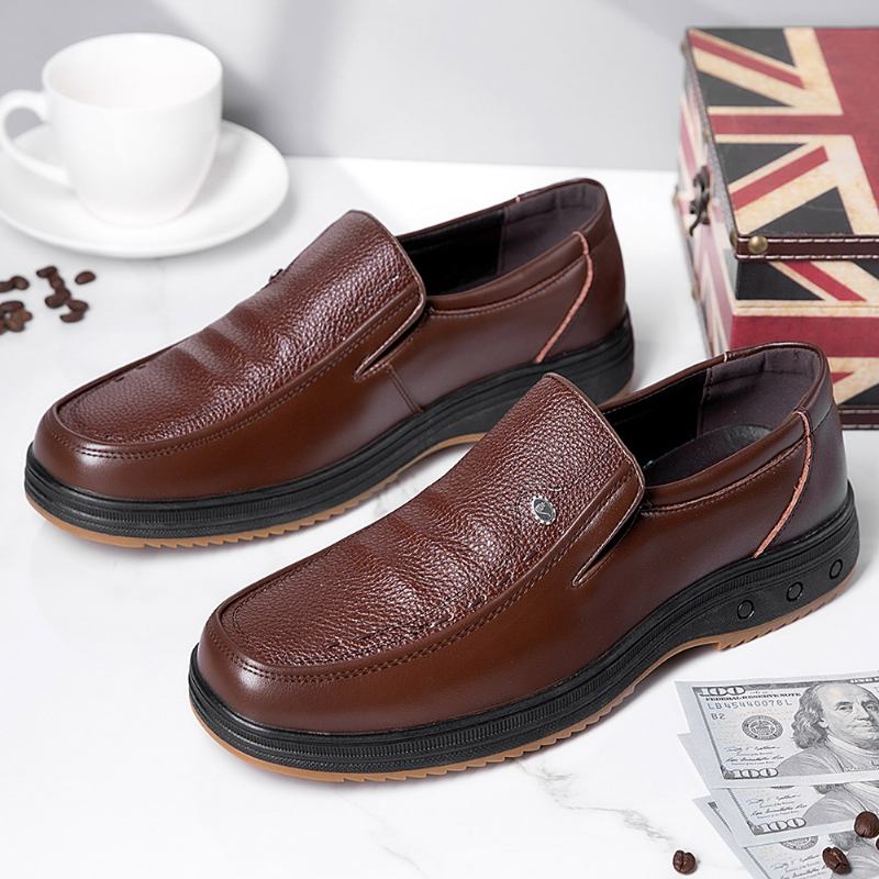 Män Kohud Halkbeständig Mjuk Sula Andas Slip-on Business Dress Shoes