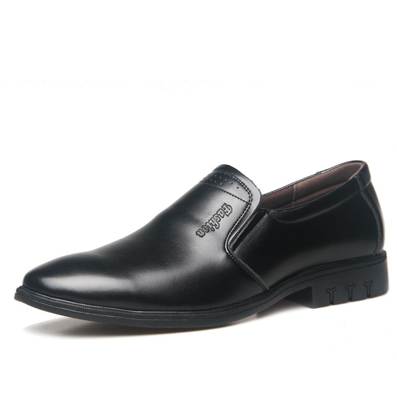 Män Kohud Läder Spetsad Tå Mjuk Botten Slip On Business Casual Dress Shoes