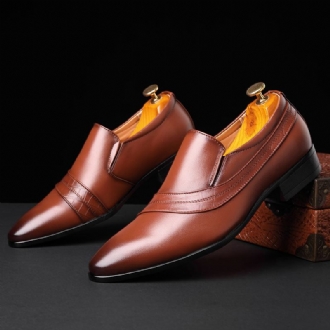 Män Läder Andas Mjuk Sula Spetsiga Tå Retro Slip On Casual Dress Shoes