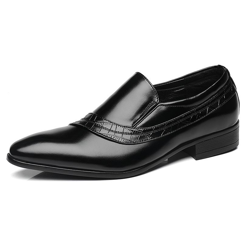 Män Läder Andas Mjuk Sula Spetsiga Tå Retro Slip On Casual Dress Shoes