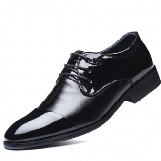 Män Med Spetsad Tå Andas Halkfri Snörning Klassiska Business Dress Shoes