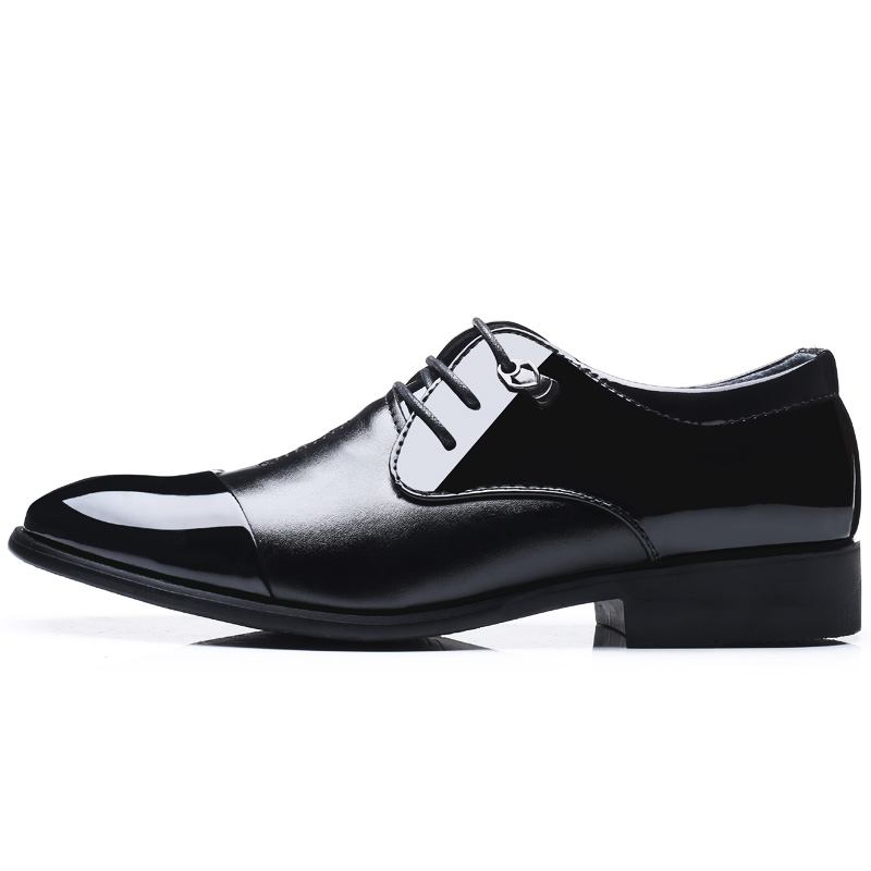 Män Med Spetsad Tå Andas Halkfri Snörning Klassiska Business Dress Shoes