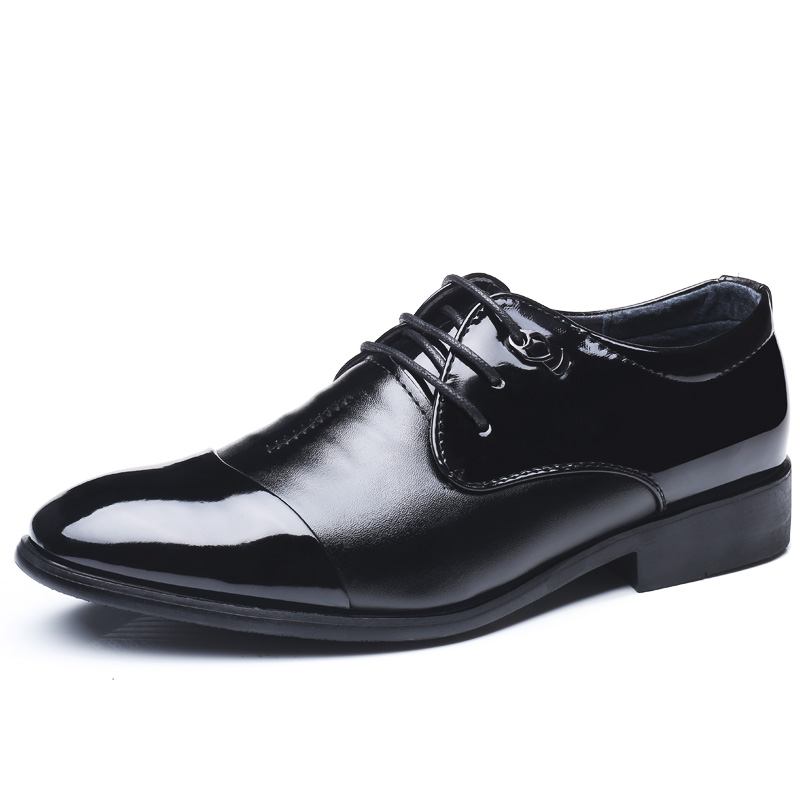 Män Med Spetsad Tå Andas Halkfri Snörning Klassiska Business Dress Shoes