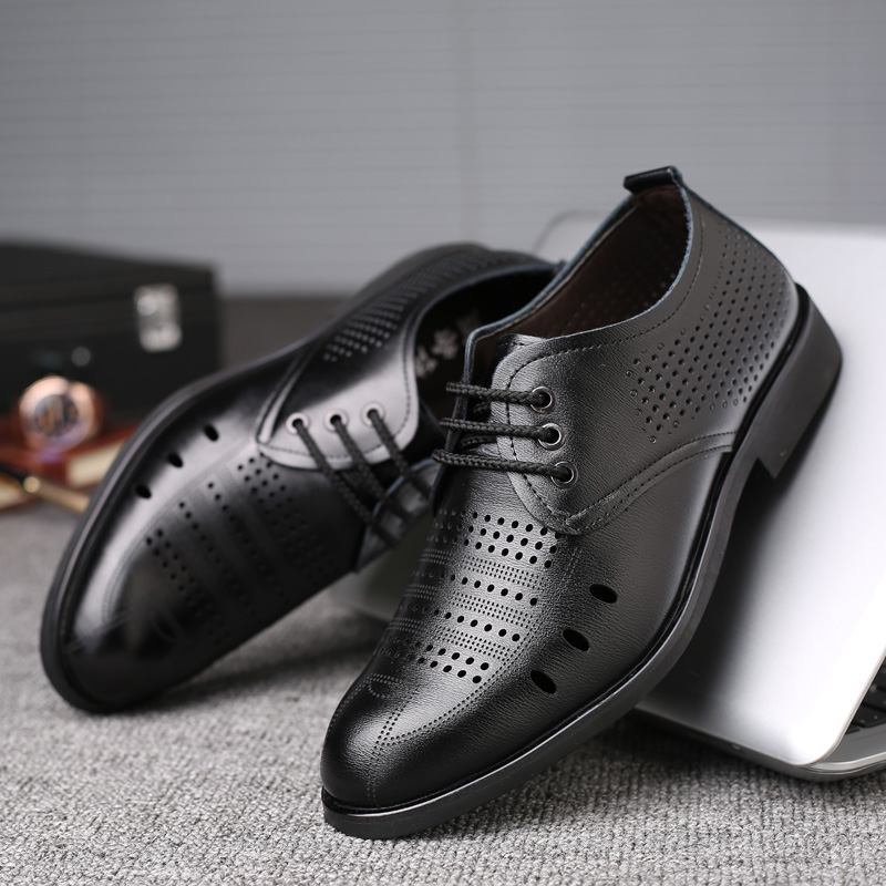 Män Microfiber Läder Andas Hollow Out Oxfords Casual Business Skor