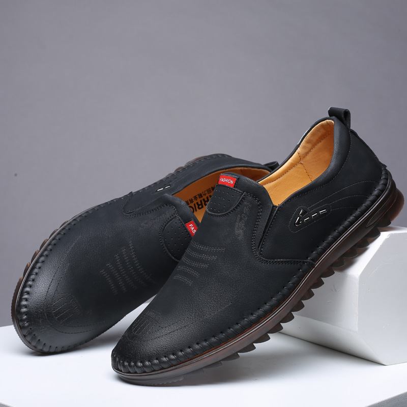 Män Microfiber Läder Halkbeständig Mjuk Sula Casual Business Loafers