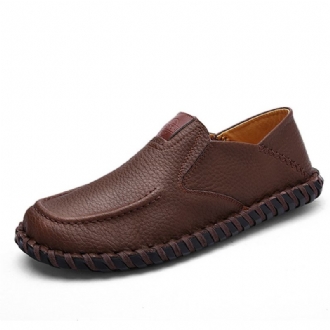 Män Mjuka Andas Platta Skor Casual Outdoor Läder Slip On Oxfords