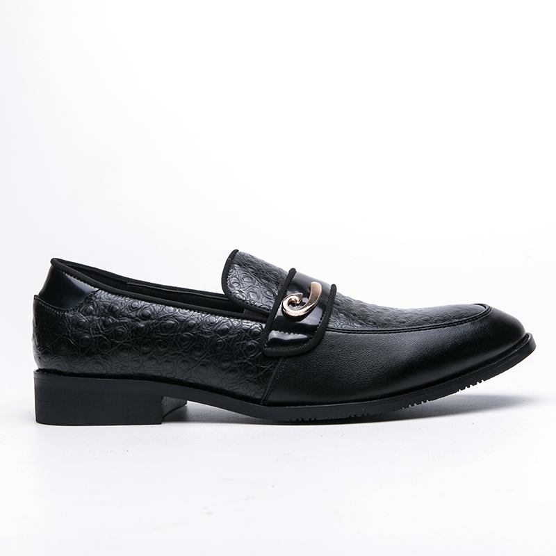 Män Retro Metall Splicing Läder Slip On Business Casual Gentle Shoes