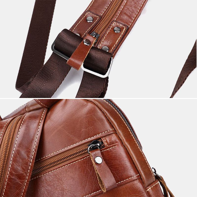 Bröstväska Med Flera Fickor I Äkta Läder För Män Med Krokodilmönster Multifunktionsstöldskydd Crossbody Axelväska