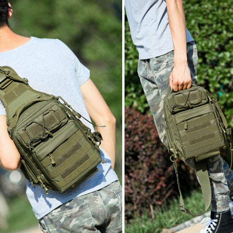 Herr Nylon Kamouflage Stor Kapacitet Multi-carry Tactical Travel Outdoor Bröstväska Axelväska