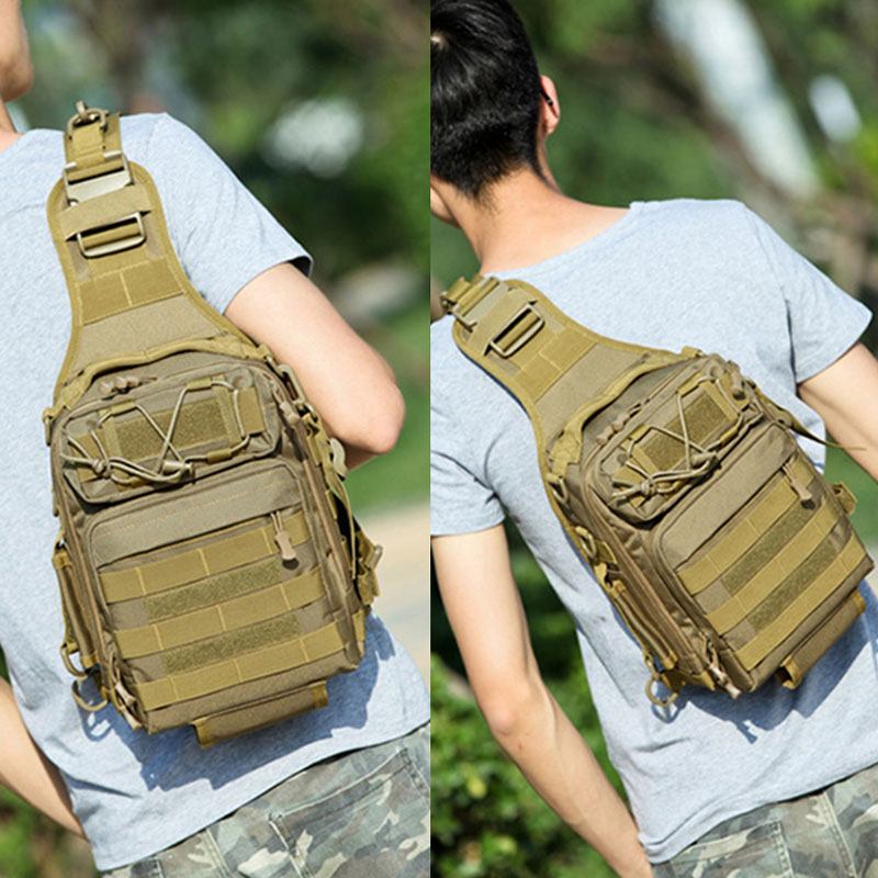 Herr Nylon Kamouflage Stor Kapacitet Multi-carry Tactical Travel Outdoor Bröstväska Axelväska