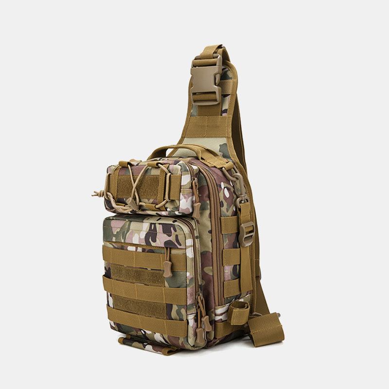 Herr Nylon Kamouflage Stor Kapacitet Multi-carry Tactical Travel Outdoor Bröstväska Axelväska