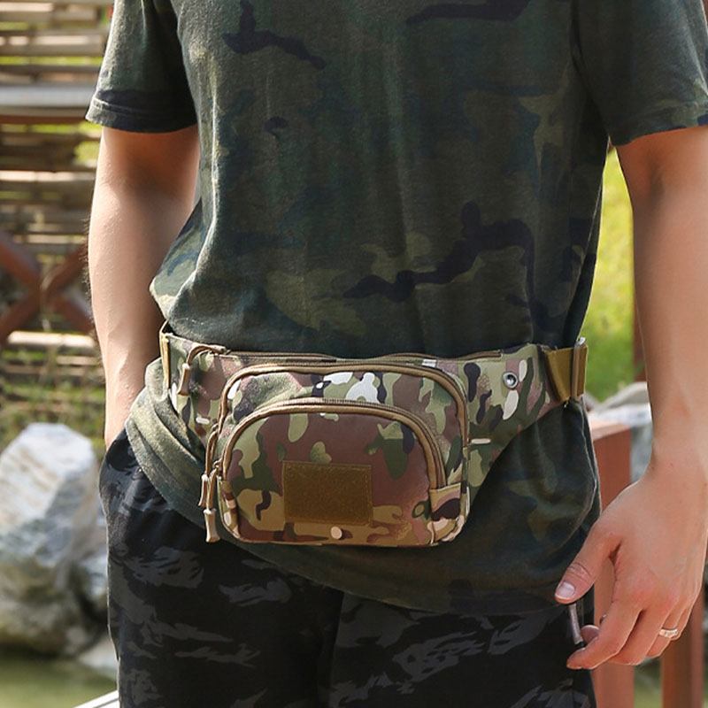 Herr Nylon Multi-carry Multi-pocket Outdoor Taktisk Kamouflage Ridning Midjeväska Axelväska Bröstväska