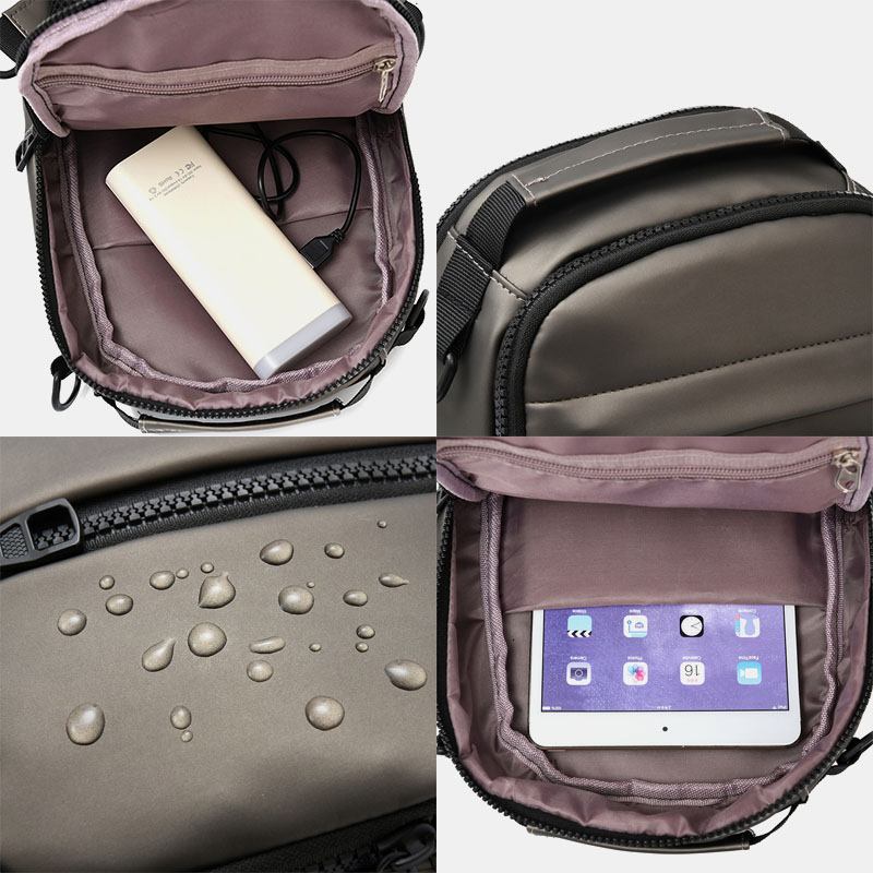 Herr Polyester Multi-carry Medium Kapacitet Med Usb-laddning Chest Bag Axelväska