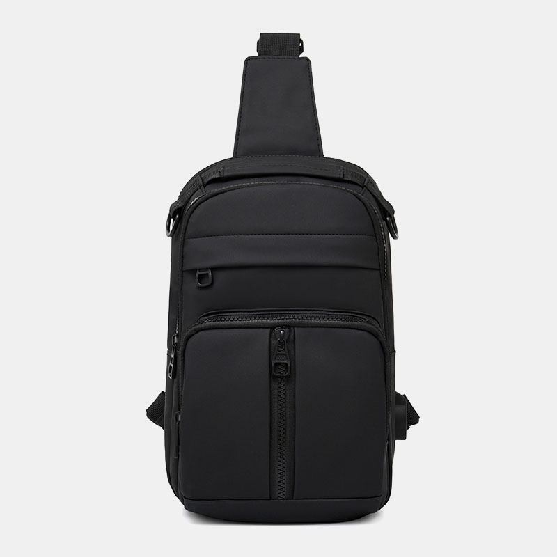 Herr Polyester Multi-carry Medium Kapacitet Med Usb-laddning Chest Bag Axelväska