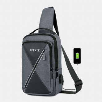 Herr Usb-laddningsväska Med Flera Fickor Oxford Halkfri Slitbeständig Vattentät Casual Axelväska Crossbody-väskor