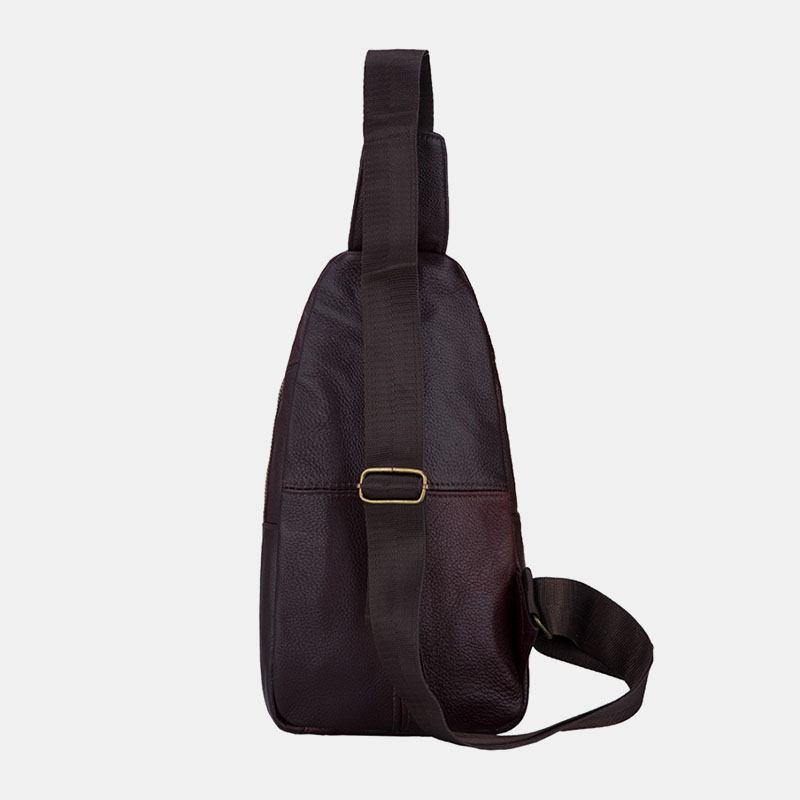 Män Äkta Läder Flerlager Lättvikt Crossbody-väska Chest Bag Sling Bag