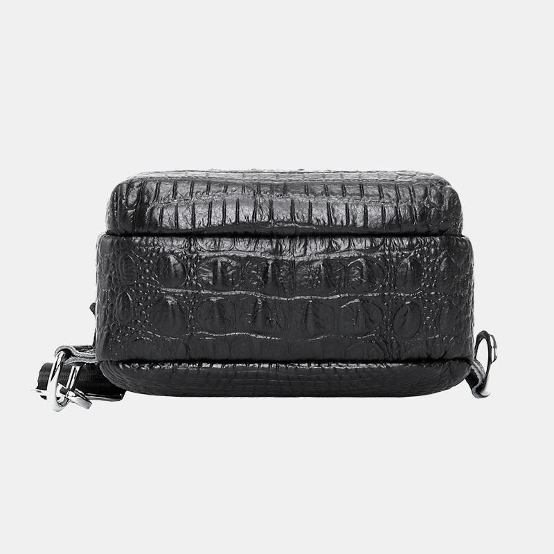 Män Äkta Läder Krokodilmönster Med Stor Kapacitet Vintage 6.5 Tums Bröstväskor Crossbody-väska Axelväska