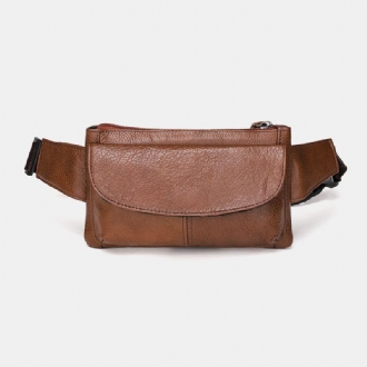 Män Äkta Läder Multi-pocket Anti-stöld Multifunktionell Crossbody Bag Bröstväska Sling Bag