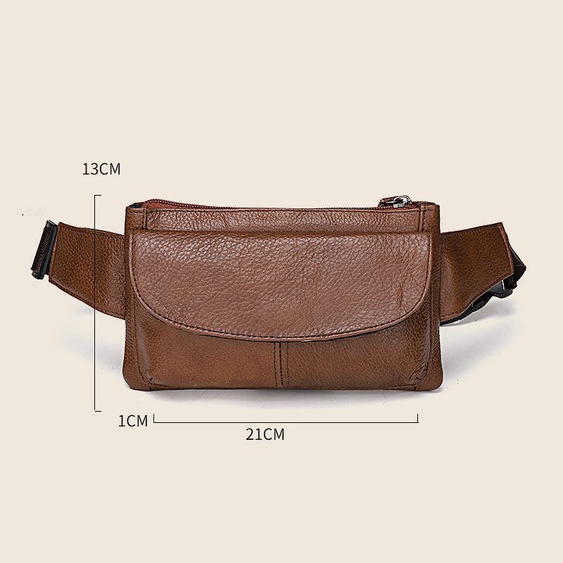 Män Äkta Läder Multi-pocket Anti-stöld Multifunktionell Crossbody Bag Bröstväska Sling Bag