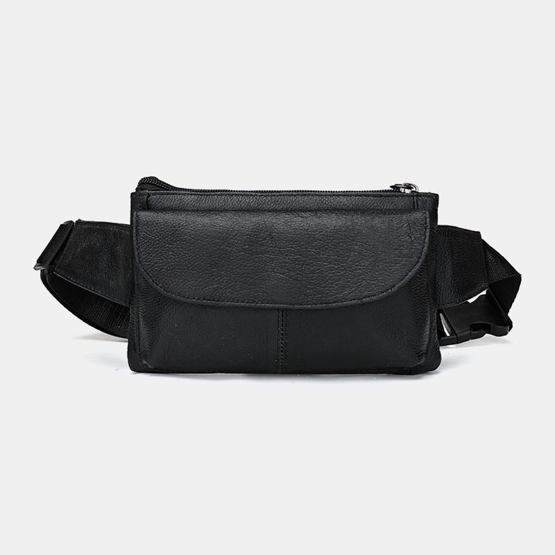 Män Äkta Läder Multi-pocket Anti-stöld Multifunktionell Crossbody Bag Bröstväska Sling Bag