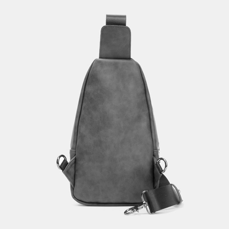 Män Enfärgad Hörlurshål Design Multi-pocket Bröstväska Casual Outdoor Pu Mjukt Läder Slitstarkt Crossbody Väskor Axelväska