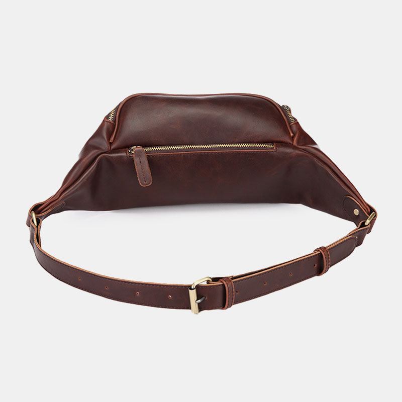 Män Konstläder Retro Sport Multi-carry Midjeväska Sling Bag Bröstväska