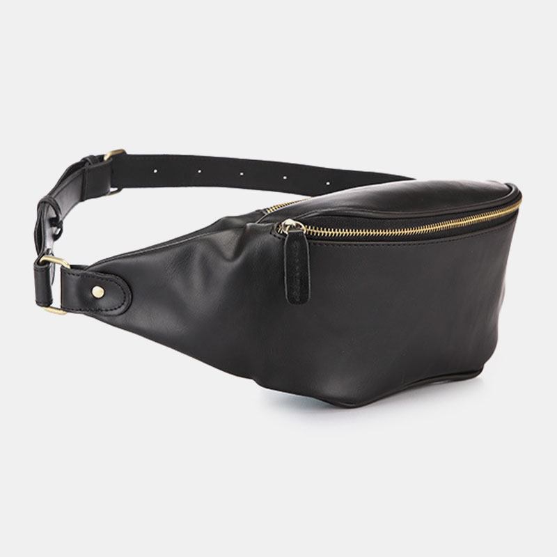 Män Konstläder Retro Sport Multi-carry Midjeväska Sling Bag Bröstväska