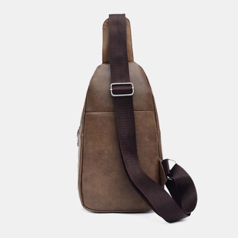 Män Large Capacity Hörlurar Hål Business Multi-pocket Crossbody Bag Bröstväska Sling Bag