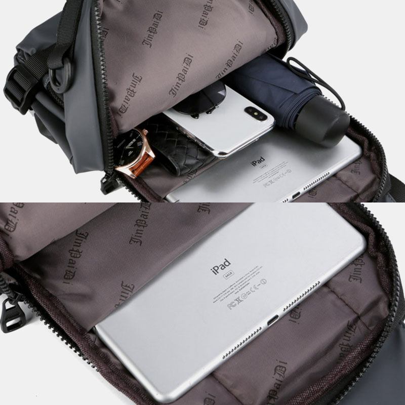 Män Multi-layers Space Business Solid Axelväska Crossbody-väska Bröstväska Med Usb-laddning