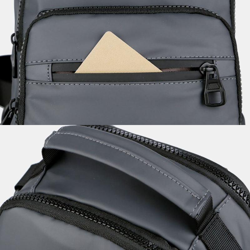 Män Multi-layers Space Business Solid Axelväska Crossbody-väska Bröstväska Med Usb-laddning