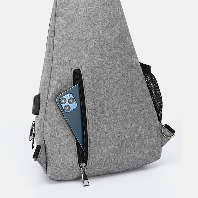 Män Multifunktion Vattentät Usb Laddbar Hörlurar Hål Bröstväskor Ryggsäck Axelväska Crossbody-väskor