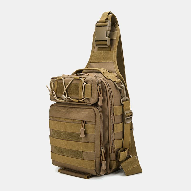 Män Nylon Kamouflage Multifunktion Stor Kapacitet Utomhusfiske Crossbody-väskor Bröstväska Tactical Bag